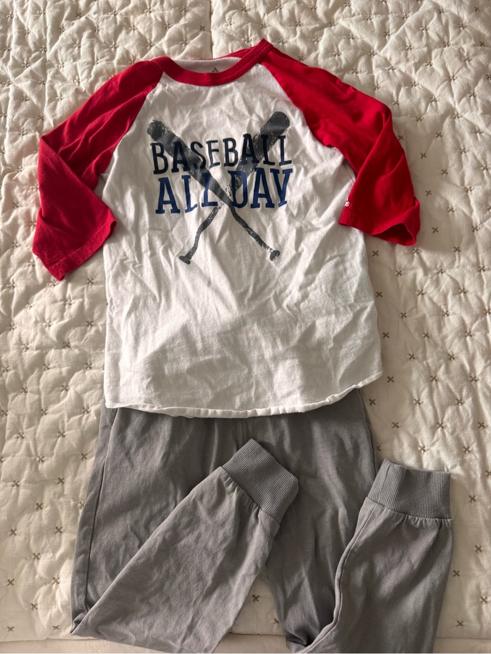 adidas White Tee with Red Trim